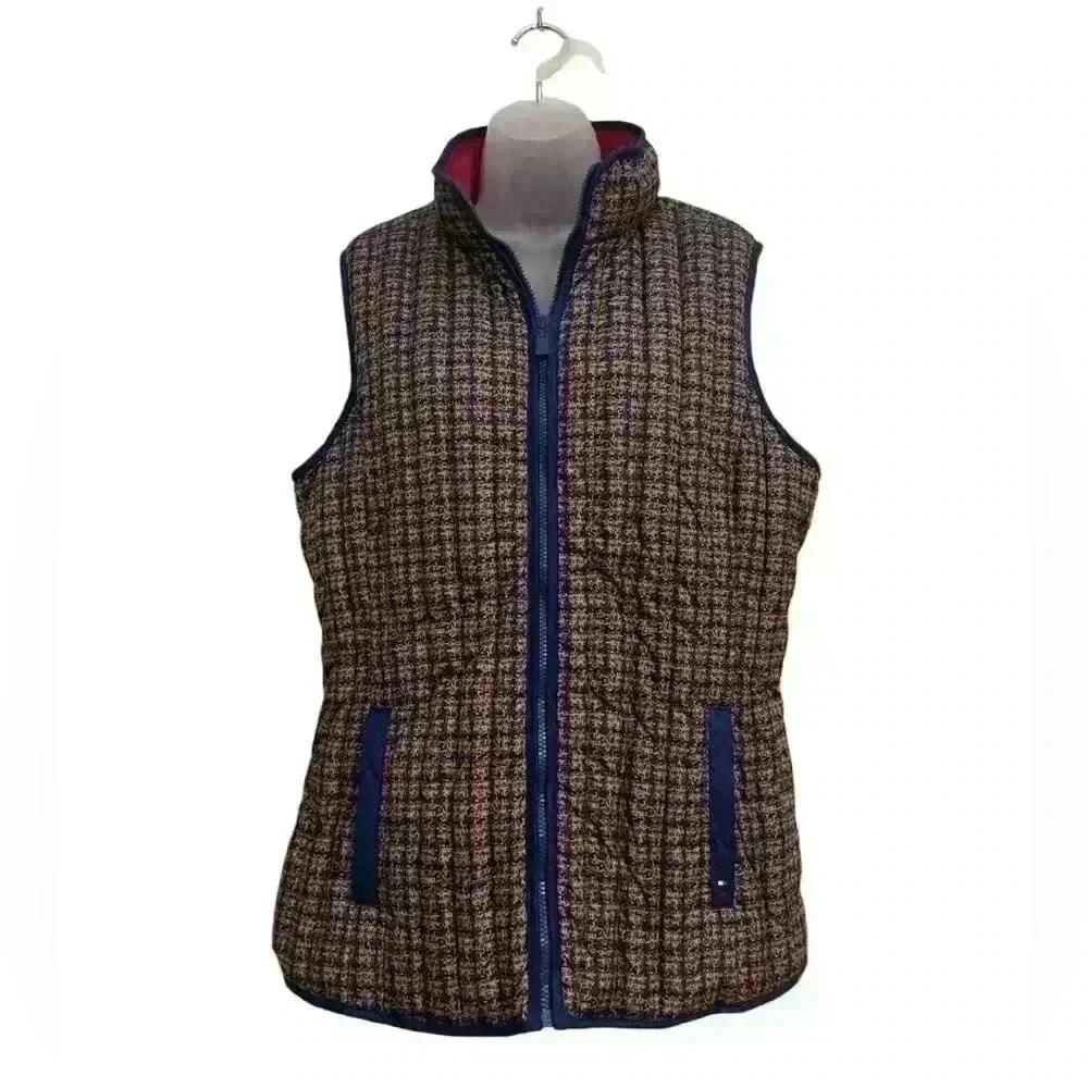 Tommy Hilfiger Zipper Plaid Down Vest Size XL